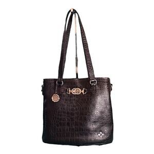 Patricia Nash Vintage-Inspired Black Croc Lundy Leather Convertible Crossbody